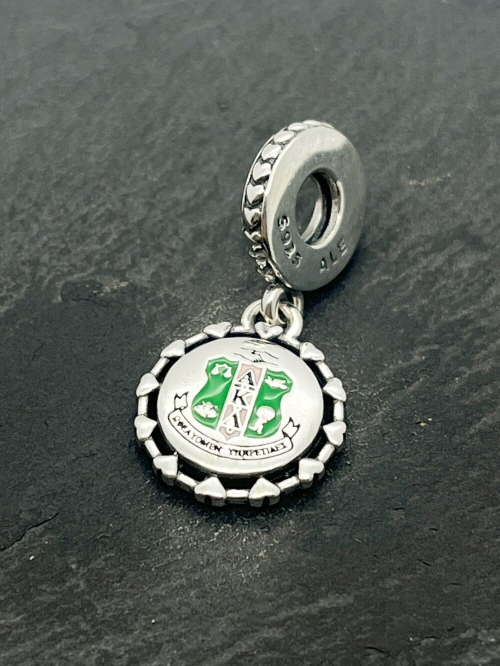 Pandora AKA Alpha Kappa Alpha Sorority Dangle Charm Sterling Silver Jewelry